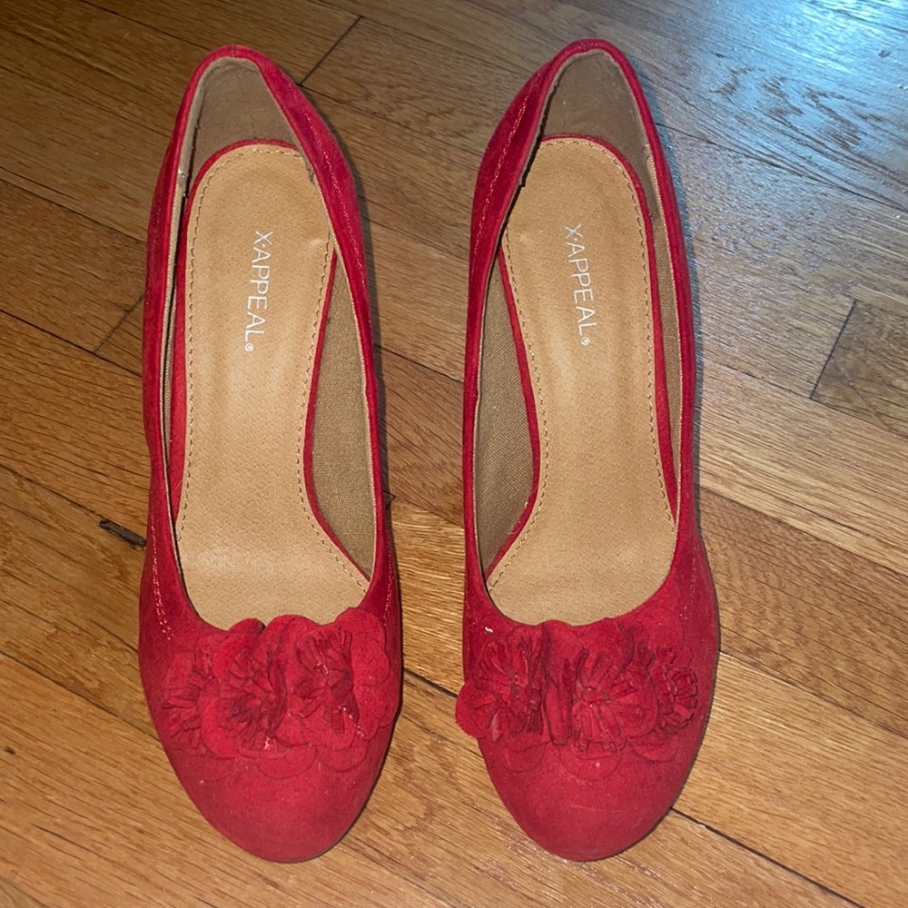 velvet red heels